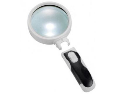 Лупа Kromatech ручная круглая 10x, 50 мм, с подсветкой (2 LED), черно-белая 77350B